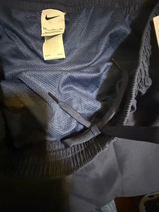 Nike Men's Dark Blue mesh lined Swim Trunks with White Swoosh - Picture 5 of 5